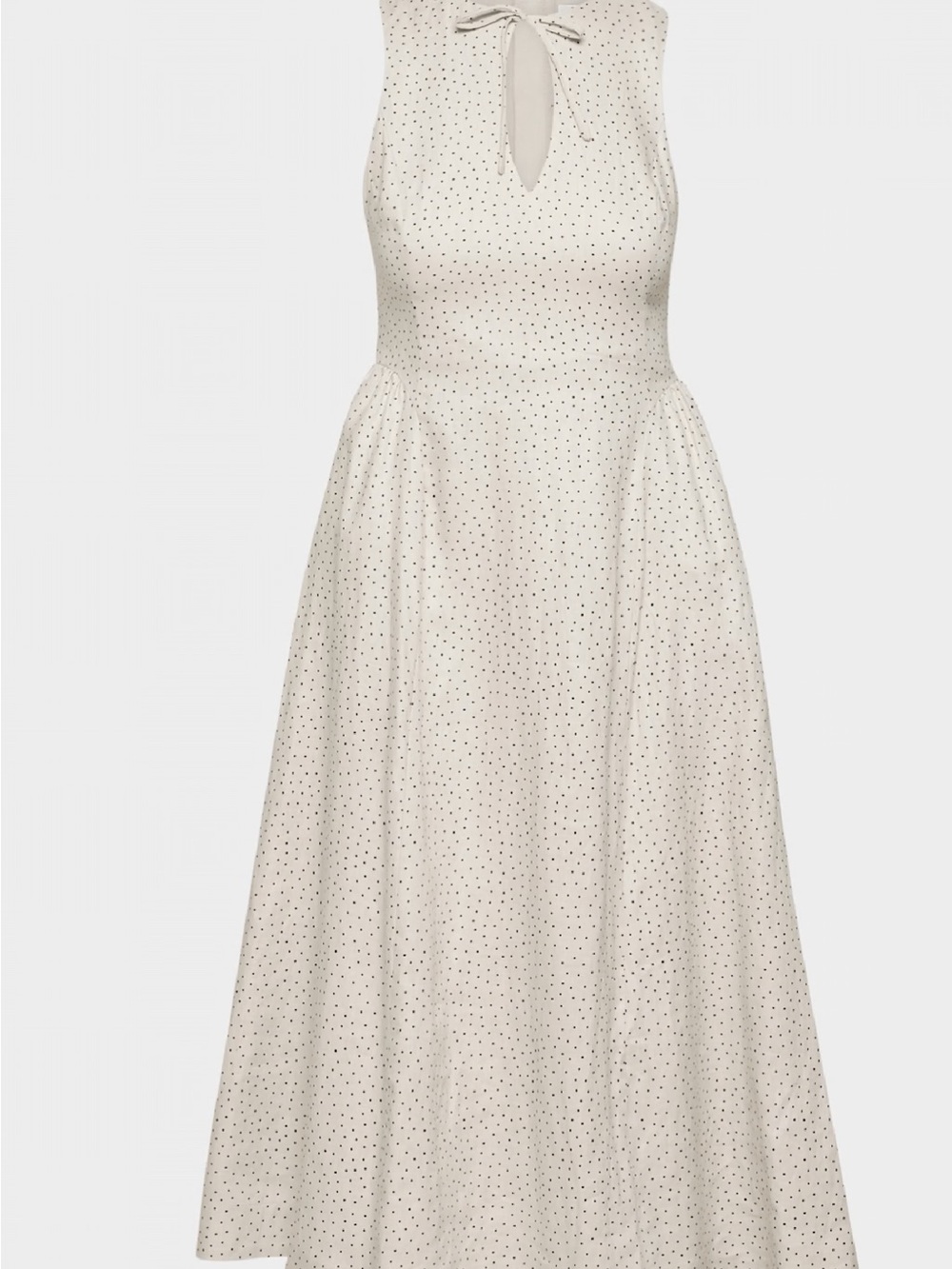 Aritzia Sleeveless Keyhole Midi Dress in Light Beige Dot - Picture 3 of 8